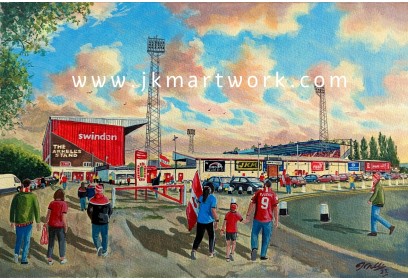 County Ground Stadium 'Going to the Match' Fine Art Print - Swindon Town FC
